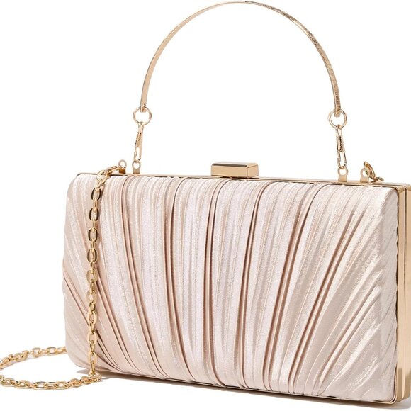 Clutch Purses for Women Pleated Evening Handbag with Chain Prom, Cocktail, and W - Picture 1 of 7